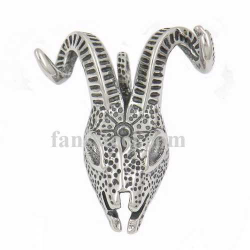 FSP17W40 rolling horn goat head animal pendant - Click Image to Close